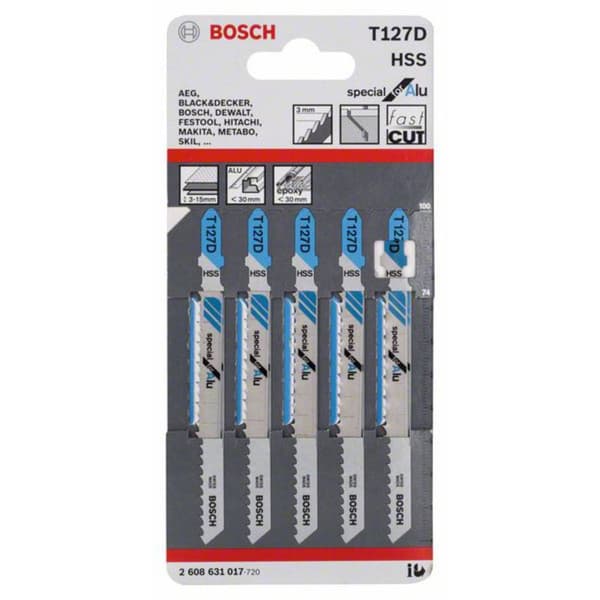 Bosch Accessories 2608631017 Sticksågsblad T 127 D - Special for Alu 5 st