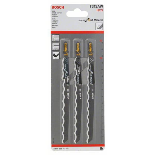 Bosch Accessories 2608635187 Sticksågsblad T 313 AW - Special for Soft Material 3 st