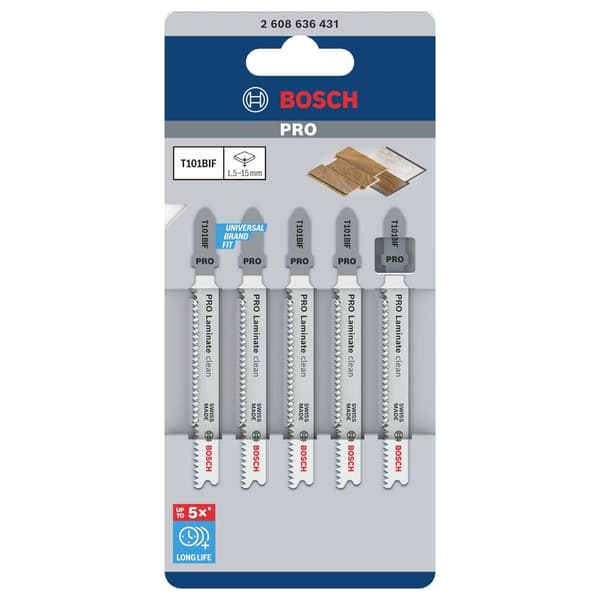 Bosch Accessories 2608636431 Jigsaw blad T 101 BIF, Speciellt för laminat 5 st