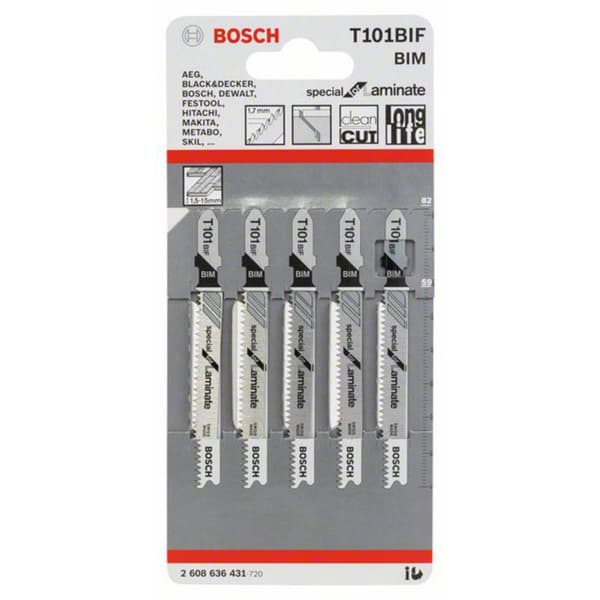 Bosch Accessories 2608636431 Jigsaw blad T 101 BIF, Speciellt för laminat 5 st