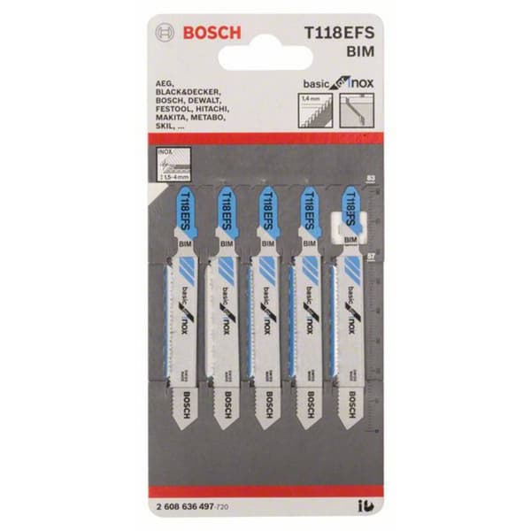 Bosch Accessories 2608636497 Sticksågsblad T 118 EFS - Basic for Inox 5 st