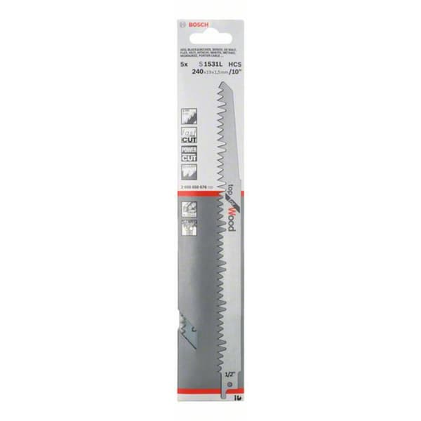 Bosch Accessories 2608650676 S 1531 sabelsågklinga, Top for Wood, 5-pack Sågblad, längd 240 mm 5 st