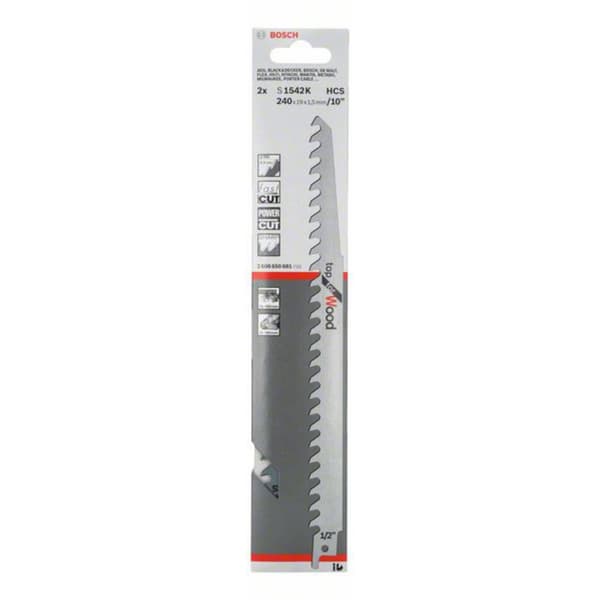 Bosch Accessories 2608650681 S 1542 K sabelsågklinga, Top for Wood, 2-pack Sågblad, längd 240 mm 2 st