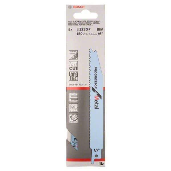 Bosch Accessories 2608654402 S 123 XF sabelsågblad, Progressor for Metal, 5-pack 5 st