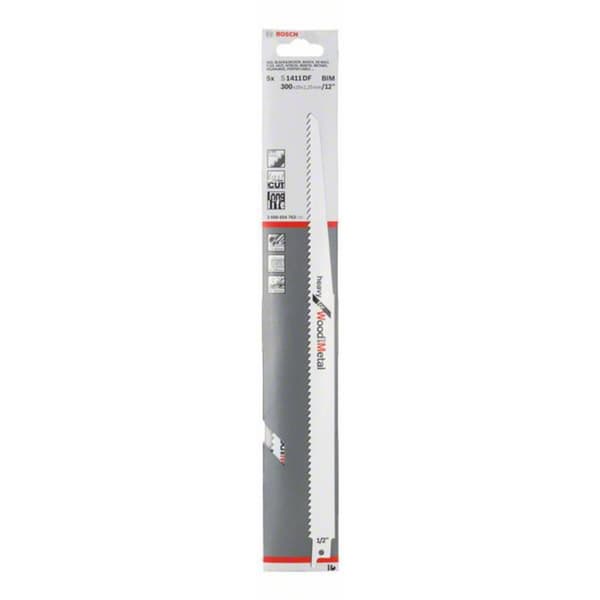 Bosch Accessories 2608654763 S 1411 DF sabelsågklinga, Heavy for Wood and Metal, 5-pack Sågblad, längd 300 mm 5 st