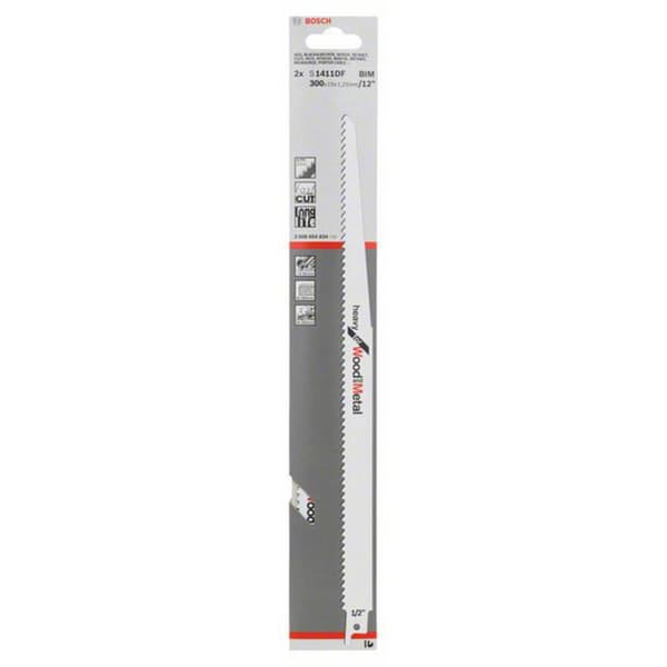 Bosch Accessories 2608654834 2-pack Heavy for Wood and Metal S 1411 DF sabelsågblad Sågblad, längd 300 mm 2 st
