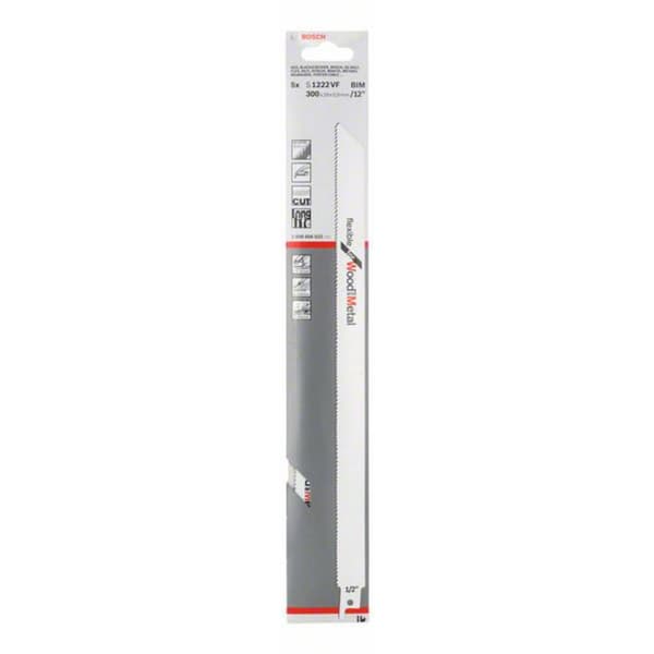 Bosch Accessories 2608656022 Sabelsågblad S 1222 HF, Flexible for Wood and Metal, 5-pack Sågblad, längd 300 mm 5 st