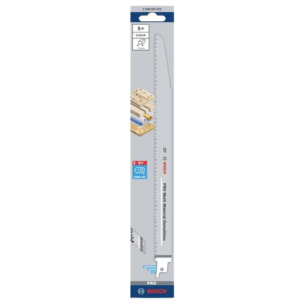 Bosch Accessories 2608657612 Tigersågblad S 1210 VF, Heavy for Wood and Metal, 5-pack Sågblad, längd 300 mm 5 st