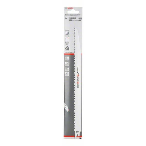 Bosch Accessories 2608657612 Tigersågblad S 1210 VF, Heavy for Wood and Metal, 5-pack Sågblad, längd 300 mm 5 st