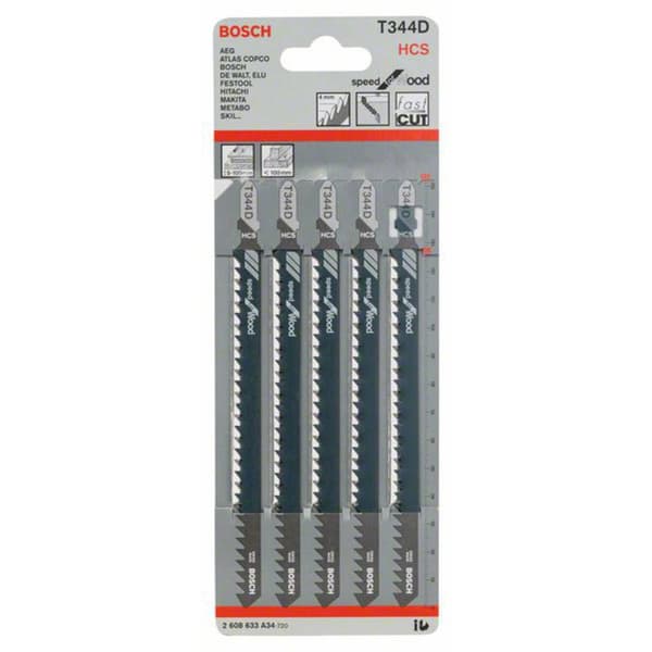 Bosch Accessories 2608633A34 Sticksågsblad T 344 D - Speed for Wood 5 st