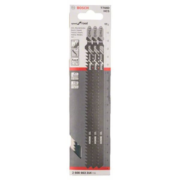 Bosch Accessories 2608663314 Sticksågsblad T 744 D - Speed for Wood 3 st