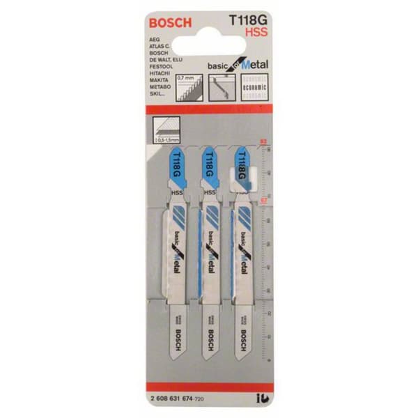 Bosch Accessories 2608631674 Sticksågsblad T 118 G - Basic for Metal 3 st