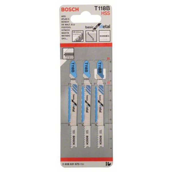 Bosch Accessories 2608631673 Sticksågsblad T 118 B - Basic for Metal 3 st