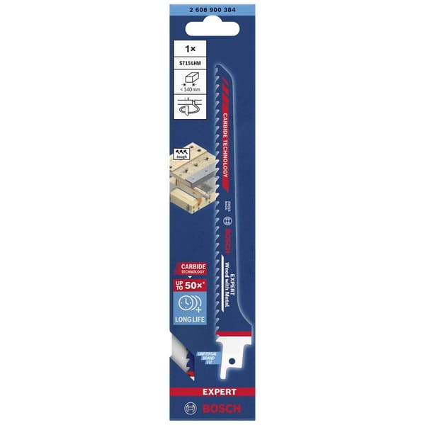 Bosch Accessories 2608900384 EXPERT ‘Wood with Metal’ s 715 LHM sabelsågblad, 1 st. Sågblad, längd 190 mm 1 st