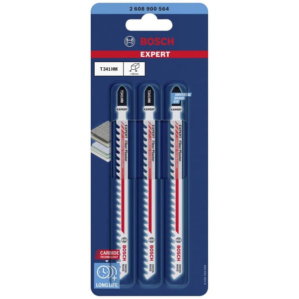 Bosch Accessories 2608900564 EXPERT ‘Fiber Plaster’ T 341 HM sticksågblad, 3 stycken 3 st