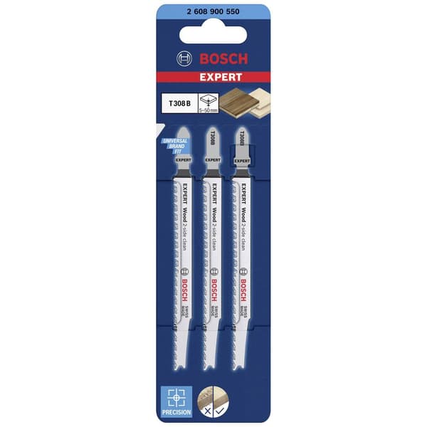 Bosch Accessories 2608900550 EXPERT ‘Wood 2-side clean’ T 308 B sticksågblad, 3 stycken 3 st