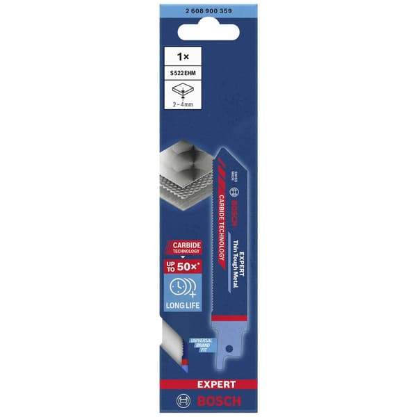 Bosch Accessories 2608900359 EXPERT ‘Thin Tough Metal’ s 522 EHM sabelsågblad, 1 st. Sågblad, längd 115 mm 1 st