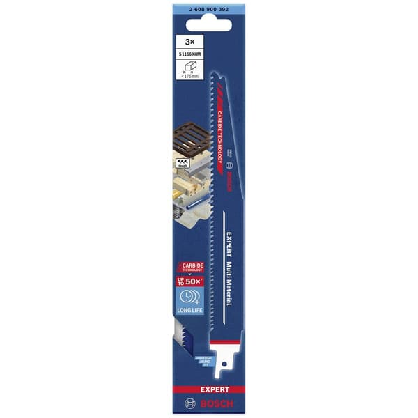 Bosch Accessories 2608900392 EXPERT ‘Multi material’ s 1156 XHM sabelsågblad, 3 st Sågblad, längd 225 mm 3 st