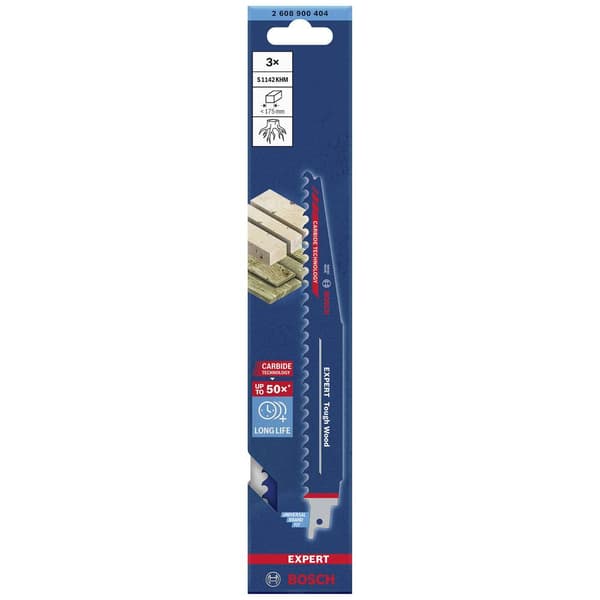 Bosch Accessories 2608900404 EXPERT ‘Tough Wood’ s 1142 KHM sabelsågblad, 3 st. Sågblad, längd 225 mm 3 st