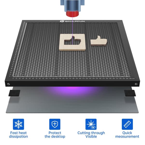 Laser Skæring Honningkagebord, 400x400mm Arbejdsområde, Højstyrke Stål,400x400mm
