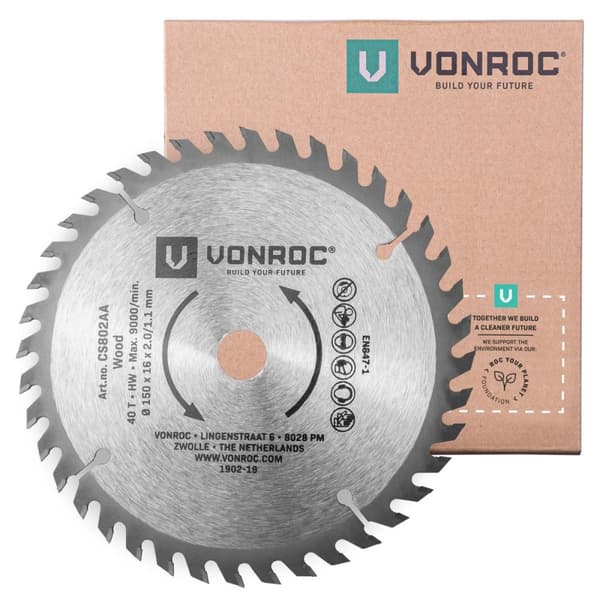 VONROC Cirkelsågblad 150 x 16mm – 40T | För trä – Universal