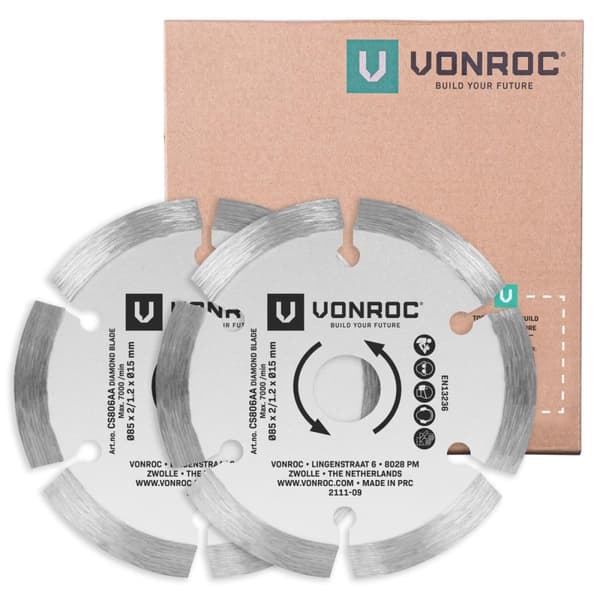 VONROC Diamantklinge - 85x15mm | Til kompakte rundsave og dyksave | Inh. 2 stk.
