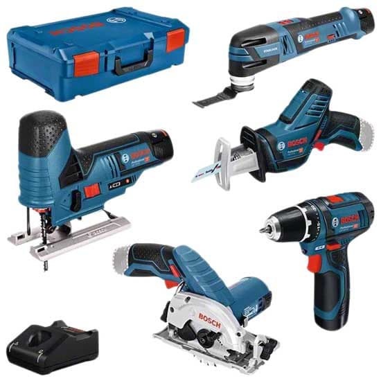 Bosch Professional 12v Profi Set 5 Stykker Gsr/gst/gop/gks/gsa Blå