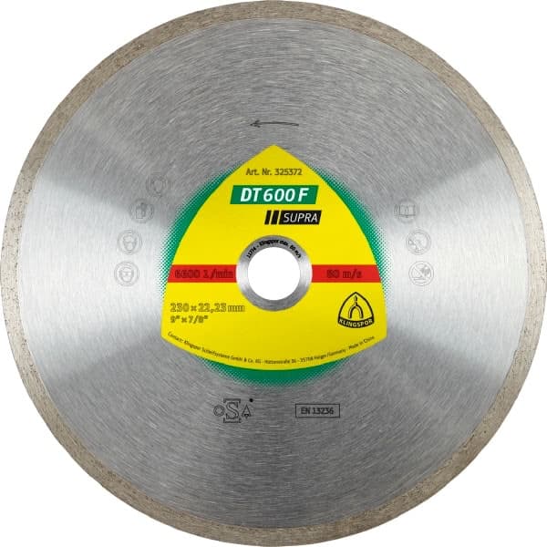 KLINGSPOR FULL DIAMANT DISC 180 mm x 1,6 mm x 30/25,4 mm DT600F FÖR KERAMIK