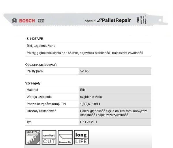 BOSCH RECIMER SAVBLAD S1125VFR 225mm METAL /5 stk.