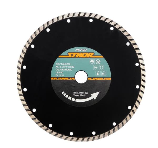 STHOR DIAMANT DISC 230 x 22,2 mm TURBO, TIL GLAD BETONSKÆRING 08793