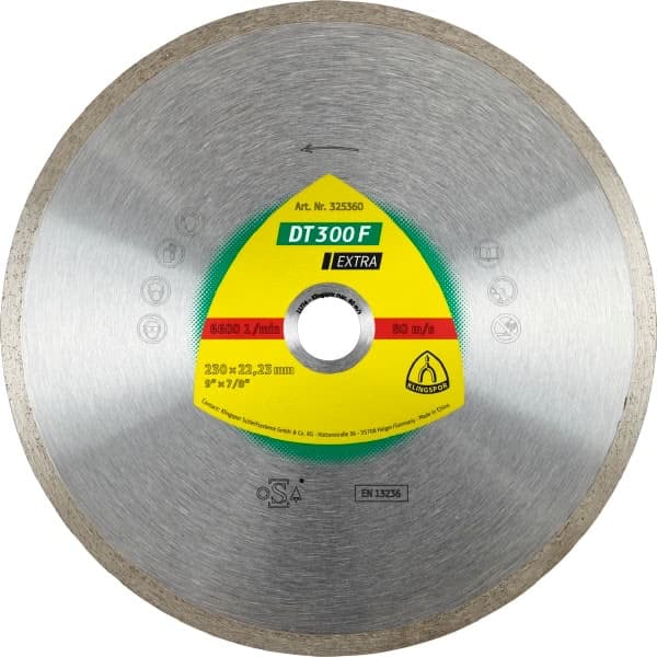 KLINGSPOR FULL DIAMANT DISC 230 mm x1,9 mm x 22,2 mm DT300F, KERAMISK
