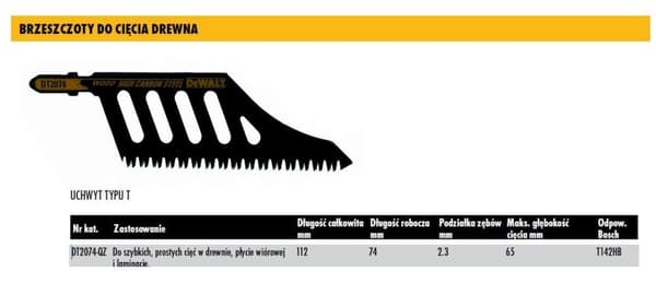 DEWALT STIKSAVBLAD 112x2,3mm TRÆ /1stk