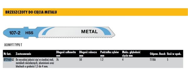 DEWALT STIKSAVBLAD 76mm 5 stk. METAL