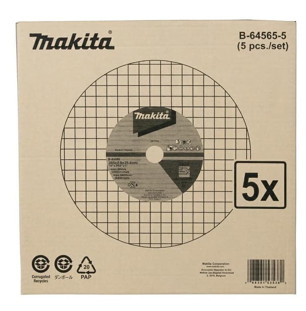 MAKITA MET SHIELD. 355 mm x 2,8 mm x 25,4 mm / 5 stk. INOX TIL LW1401