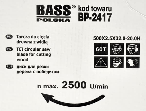 500 mm x 2,5 mm x 60T x 32,0-20,0H Widia Disc