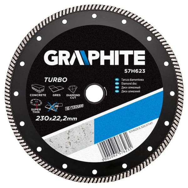 Diamantskive 230 x 22,2 mm, turbo super tynd