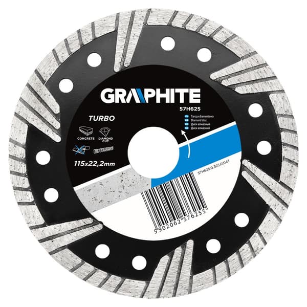 Diamantskive 115 x 22,2 mm, turbo