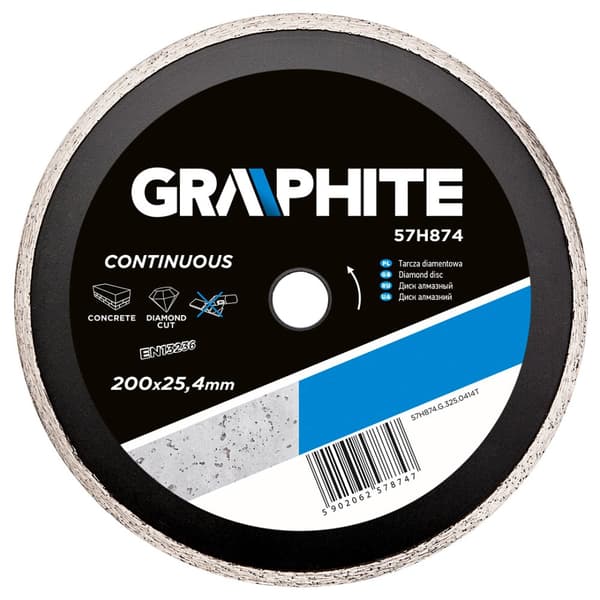 Diamantskive 200 x 25,4 mm, massiv