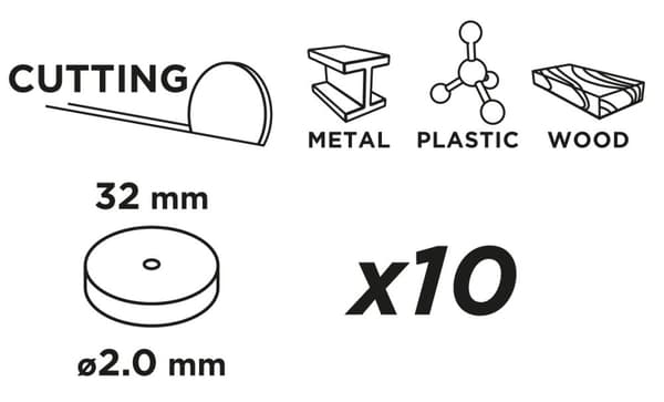 Korund kapskiva 32 x 2,0 mm, förstärkt, 10 st.
