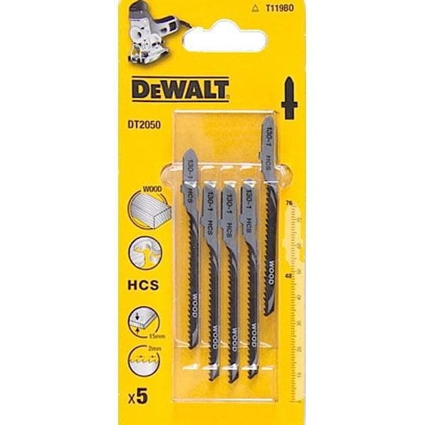 DEWALT STICKSÅGSBLAD 76x2mm T119B0 TRÄ / 5 st.