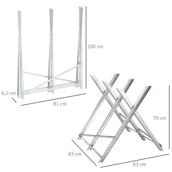 Rootz Motorsav - Hestesav Hest - Foldesav - Ramme til brænde - Metal - Sølv - 83L x 83W x 79H cm