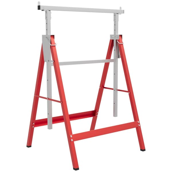 Rootz Sarja 2 taitettavan teleskooppisen puunen - Säädettävät työtuet - Raskas - Q195 Teräs - 68L x 58W x 80-130H CM - Punainen ja harmaa