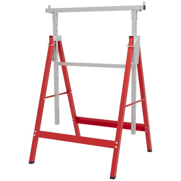 Rootz Sarja 2 taitettavan teleskooppisen puunen - Säädettävät työtuet - Raskas - Q195 Teräs - 68L x 58W x 80-130H CM - Punainen ja harmaa