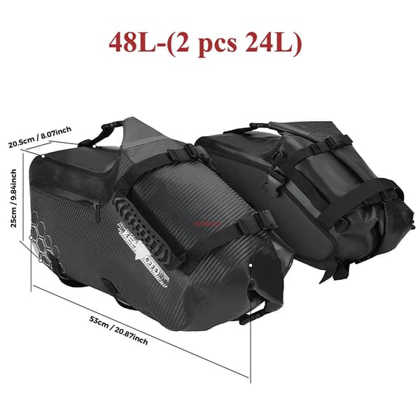 Moottoripyörän sivulaukut, vedenpitävä materiaali, monipuolinen yhteensopivuus,48L(2 kpl 24L)
