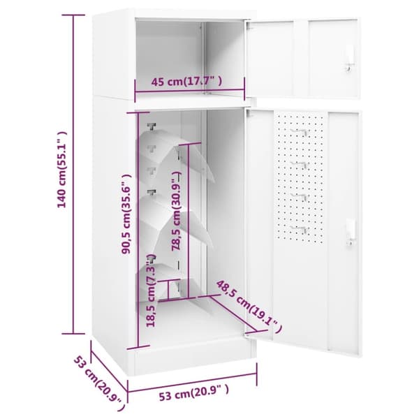 The Living Store sadelskab 53x53x140 cm stål hvid -  Sadelstativer