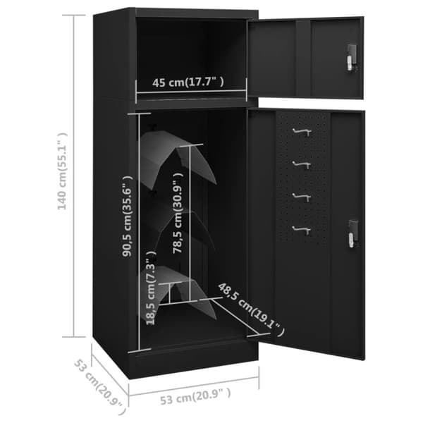 The Living Store sadelskab 53x53x140 cm stål sort -  Sadelstativer