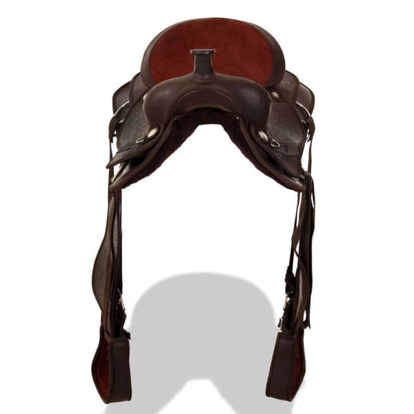 vidaXL Westernsadel träns&halsband äkta läder 15 brun