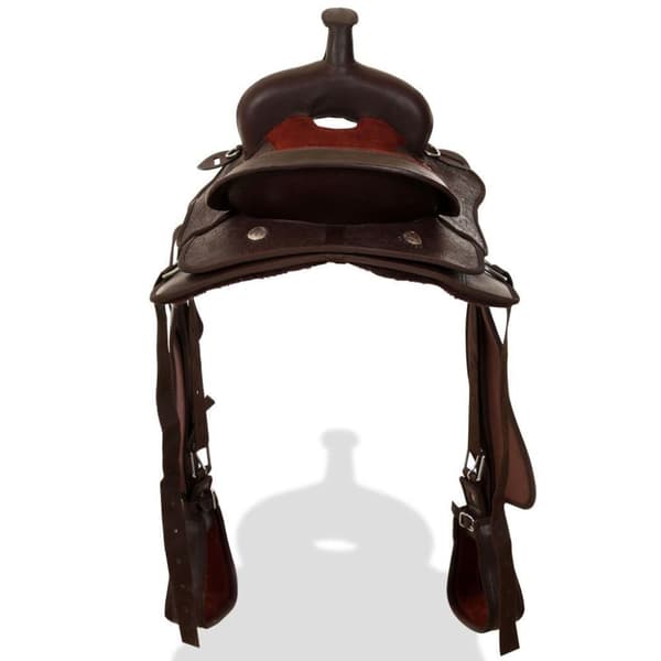 vidaXL Westernsadel träns&halsband äkta läder 15 brun