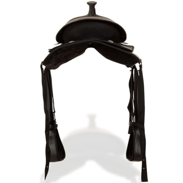 vidaXL Westernsadel träns&halsband äkta läder 15 svart