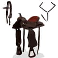 Miniatyrbild 2 av 2: Westernsadel träns&halsband äkta läder 17" brun